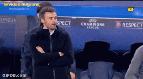 Man In Front Of Respect Champions League Sign GIF