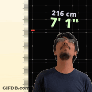 Man In Front Of Ruler Saying 216 Cm GIF