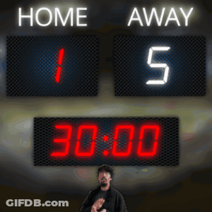 Man In Front Of Scoreboard Home 15 Away 11:52 GIF