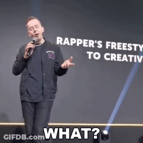 Man In Front Of Sign Apper's Freesty To Creativ GIF