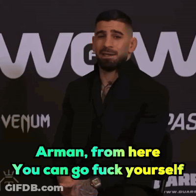 Man In Front Of Sign Saying Arman From Here You Can Go Fuck Yourself GIF