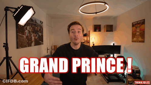 Man In Front Of Sign Saying Grand Prince! GIF