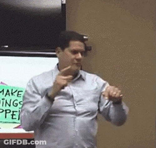 Man In Front Of Sign Saying Make Things Happen GIF