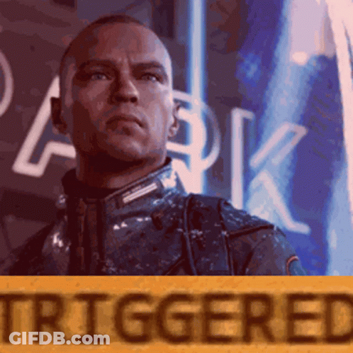 Man In Front Of Sign Saying Triggered GIF
