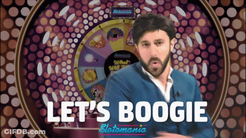 Man In Front Of Spinning Wheel Let's Boogie Slotomania GIF