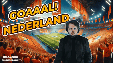 Man In Front Of Stadium Saying Goaaal Nederland GIF