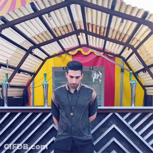 Man In Front Of Striped Wall With Heineken Bottle GIF