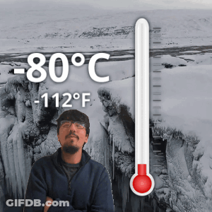 Man In Front Of Thermometer -20 Degrees GIF