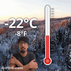 Man In Front Of Thermometer -22 Degrees GIF