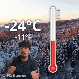 Man In Front Of Thermometer -24 Degrees GIF