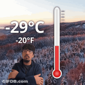 Man In Front Of Thermometer -26 Celsius GIF