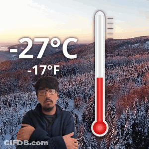 Man In Front Of Thermometer -27 Degrees GIF