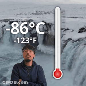 Man In Front Of Thermometer -48C 54F GIF
