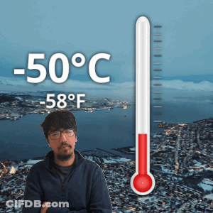 Man In Front Of Thermometer -50 Degrees GIF