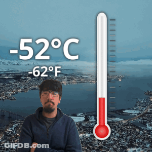 Man In Front Of Thermometer -52 Degrees GIF