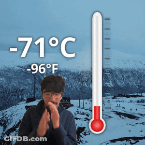 Man In Front Of Thermometer -53°C 63°F GIF