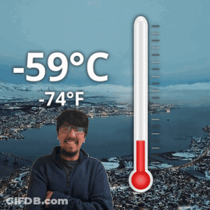 Man In Front Of Thermometer -61 Degrees GIF