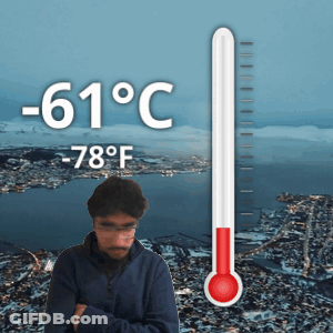 Man In Front Of Thermometer -61 Degrees GIF