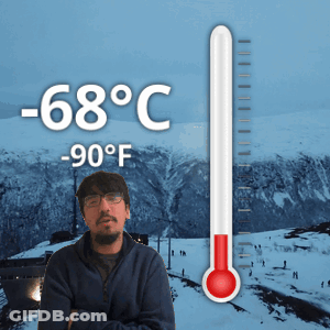 Man In Front Of Thermometer -68°C GIF