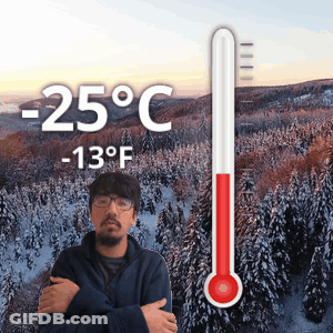 Man In Front Of Thermometer -76 Fahrenheit GIF