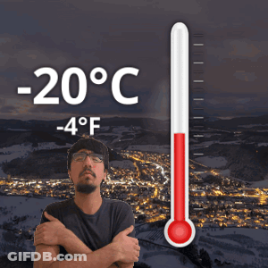 Man In Front Of Thermometer Saying -20 Degrees GIF
