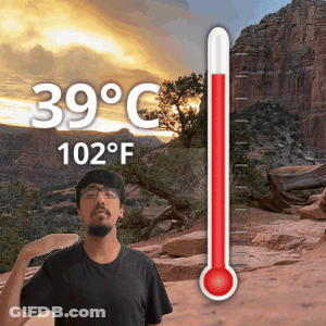 Man In Front Of Thermometer Saying 39 Degrees GIF