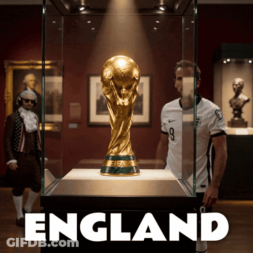 Man In Front Of Trophy Saying England GIF