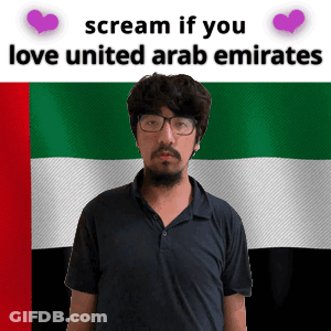 Man In Front Of United Arab Emirates Flag GIF