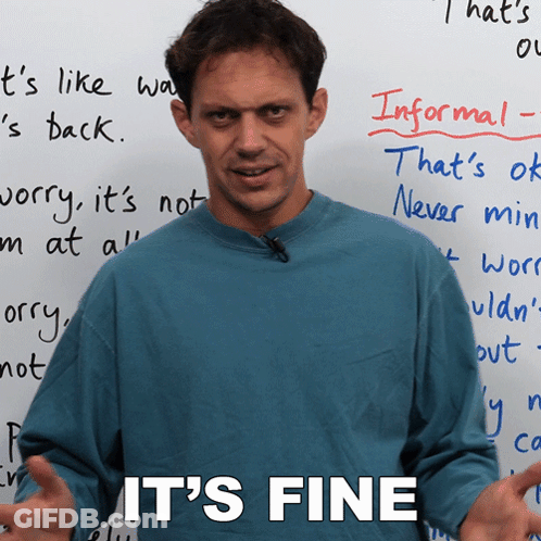 Man In Front Of White Board Saying It's Fine GIF