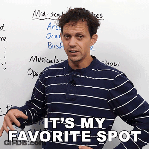 Man In Front Of White Board With It's My Favorite Spot GIF