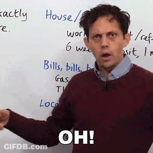 Man In Front Of White Board With Oh GIF