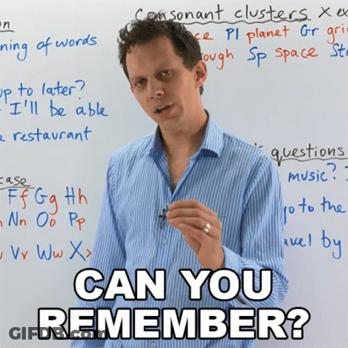 Man In Front Of Whiteboard Saying Can You Remember GIF