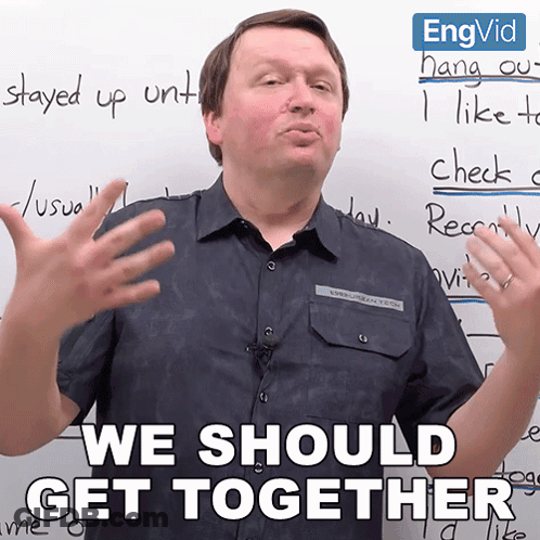 Man In Front Of Whiteboard Saying We Should Get Together GIF