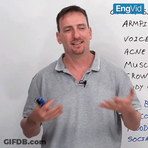 Man In Front Of Whiteboard With Arms Voice Acne Musc GIF