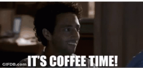 Man In Front Of Window Saying Coffee Coffee Coffee GIF