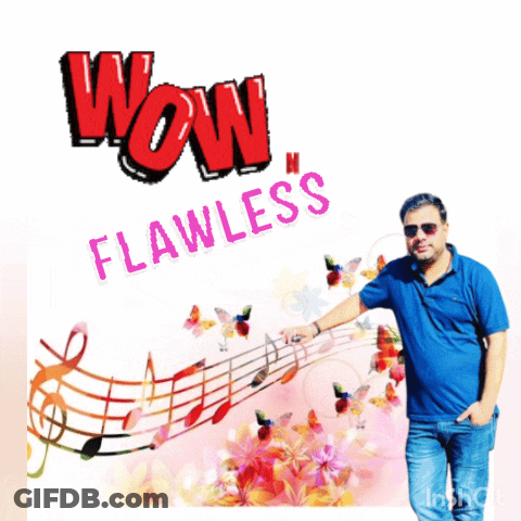 Man In Front Of Wow Flawless Musical Vibes Sign GIF