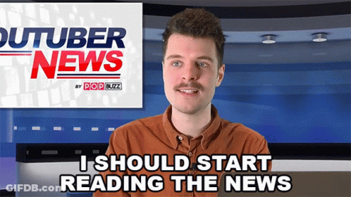 Man In Front Of YouTuber News Sign GIF