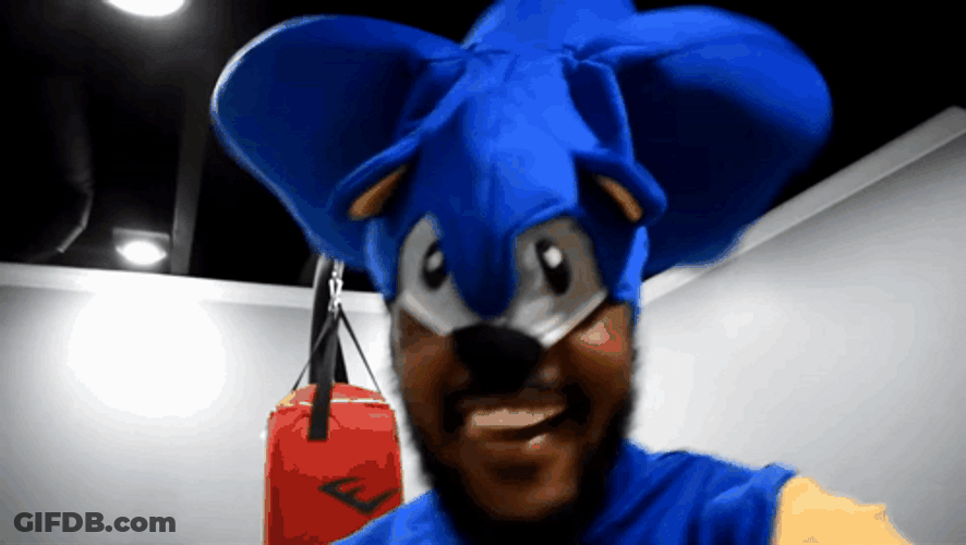 Man In Funny Sonic Outfit Hurrying GIF