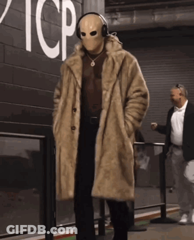 Man In Fur Coat And Mask GIF