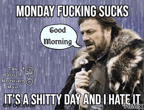 Man In Fur Coat Holding Microphone Saying Monday Fucking Sucks GIF