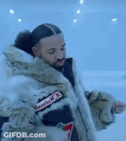 Man In Fur Coat On Snow GIF