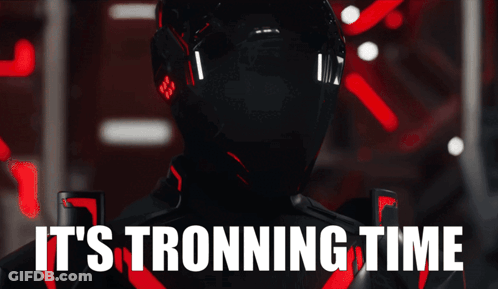 Man In Futuristic Helmet Saying It's Tronning Time GIF
