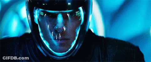 Man In Futuristic Helmet With Numbers On Face GIF