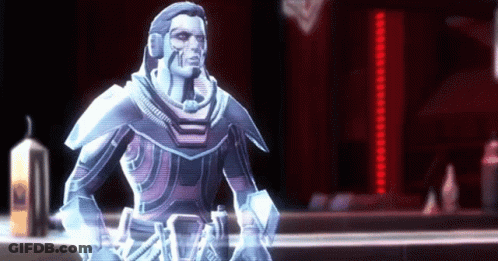 Man In Futuristic Suit In Front Of Red Wall GIF