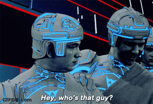 Man In Futuristic Suit Says Hey Who's That Guy GIF