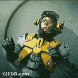 Man In Futuristic Suit With Number 1 GIF