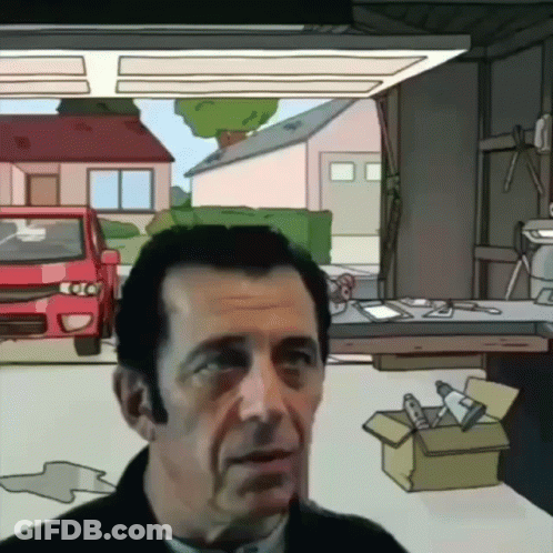 Man In Garage With Red Car GIF