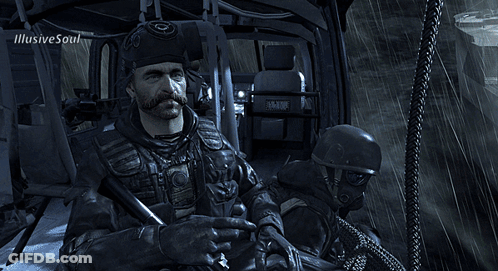 Man In Gas Mask Holding Gun Captain Price GIF