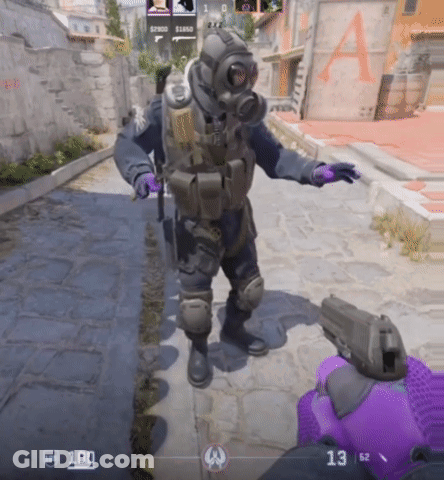 Man In Gas Mask Holding Gun Score 13 To 52 GIF