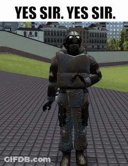 Man In Gas Mask Saying Yes Sir GIF